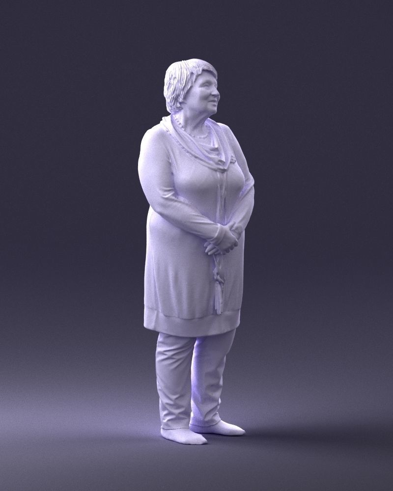 Elderly woman in a green jacket 0106 3D model_10