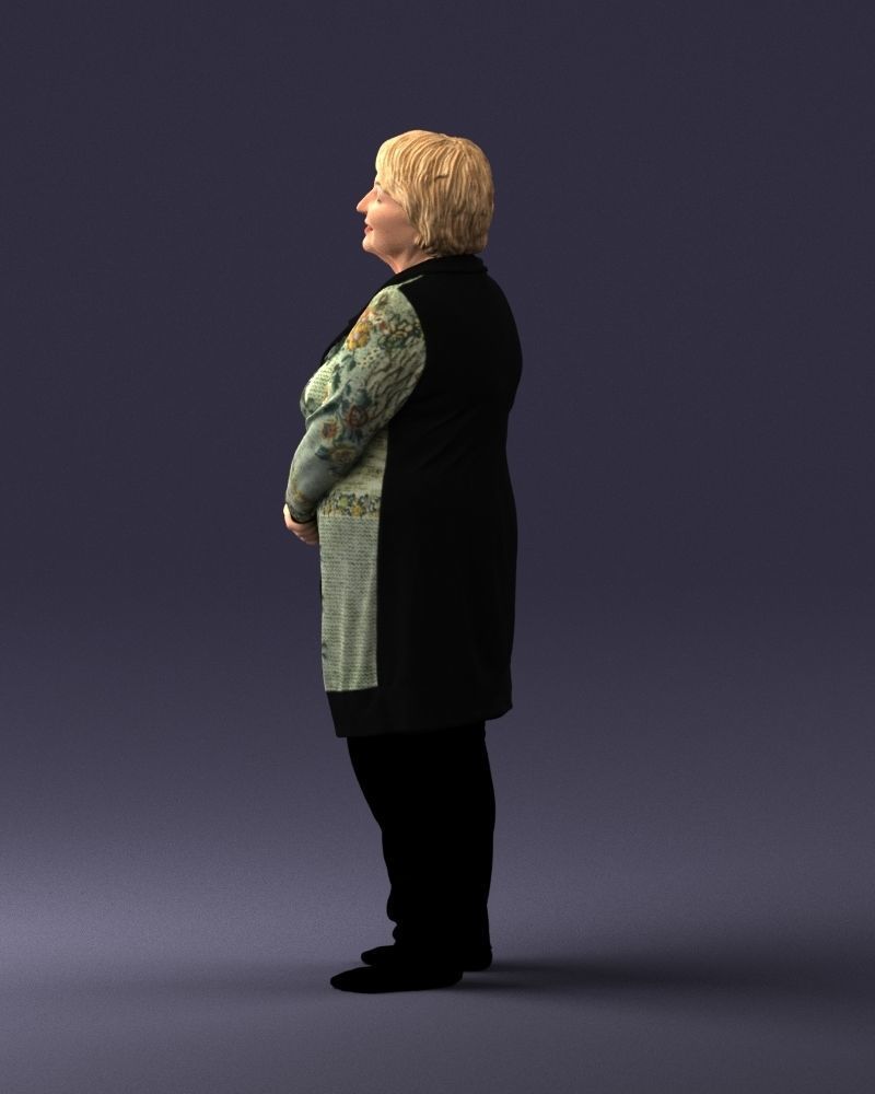 Elderly woman in a green jacket 0106 3D model_24