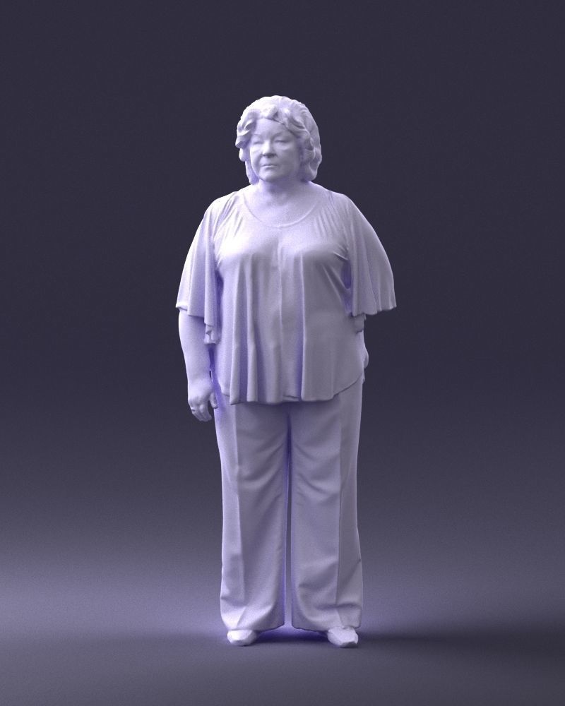 Elderly woman in an orange t-shirt 0082 3D Print Ready 3D print model_1