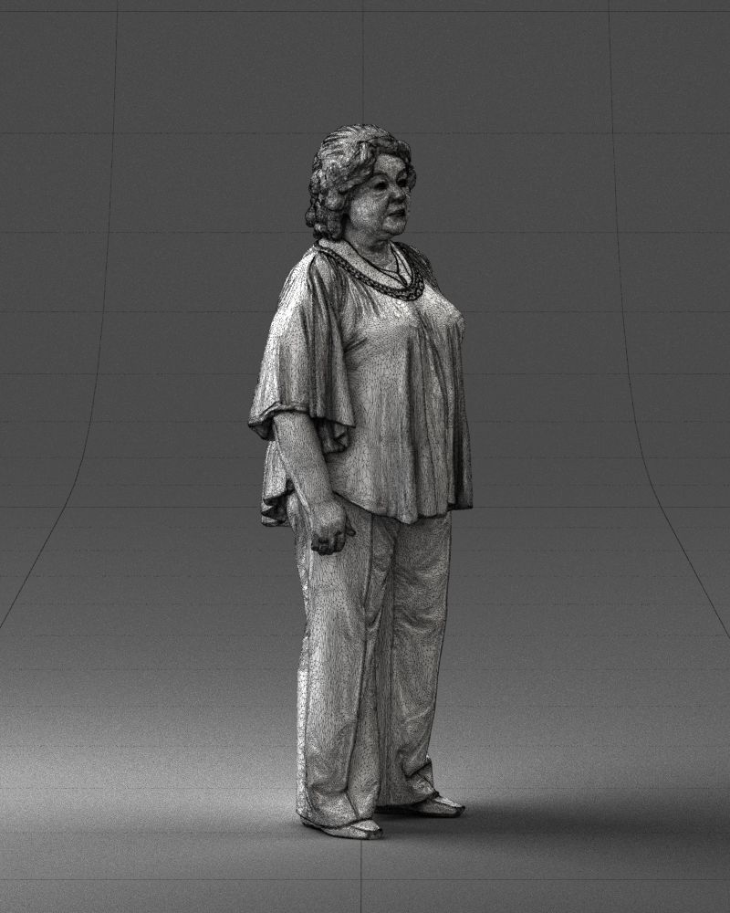 Elderly woman in an orange t-shirt 0082 3D Print Ready 3D print model_11