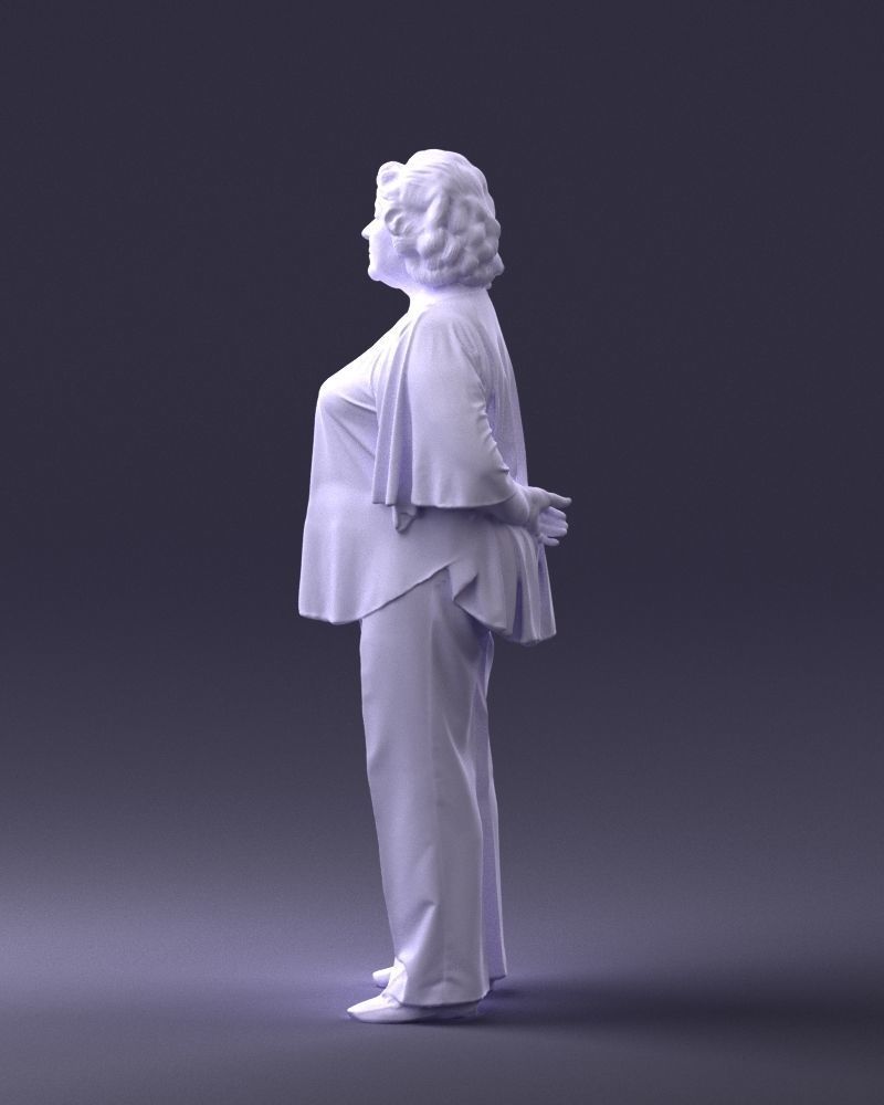 Elderly woman in an orange t-shirt 0082 3D Print Ready 3D print model_25