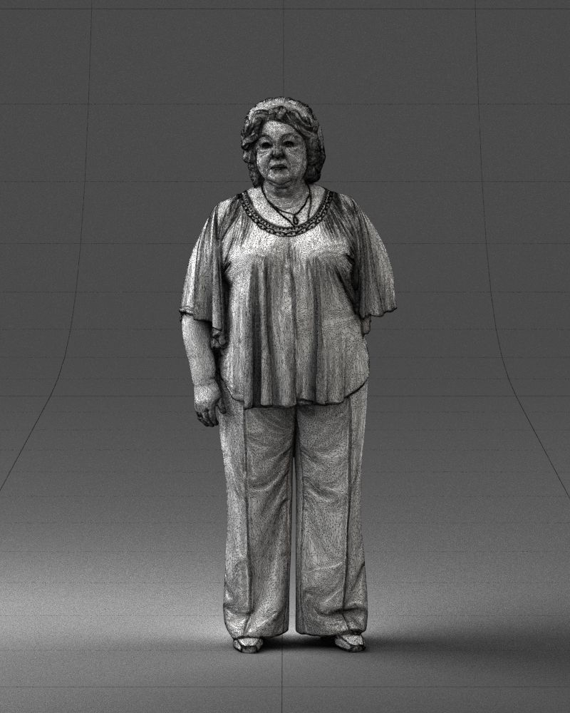 Elderly woman in an orange t-shirt 0082 3D Print Ready 3D print model_5