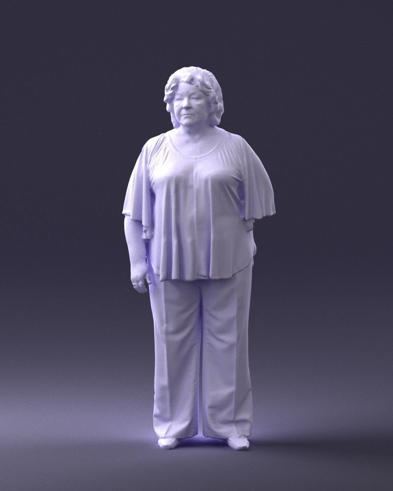 Elderly woman in an orange t-shirt 0082 3D Print Ready 3D print model_37