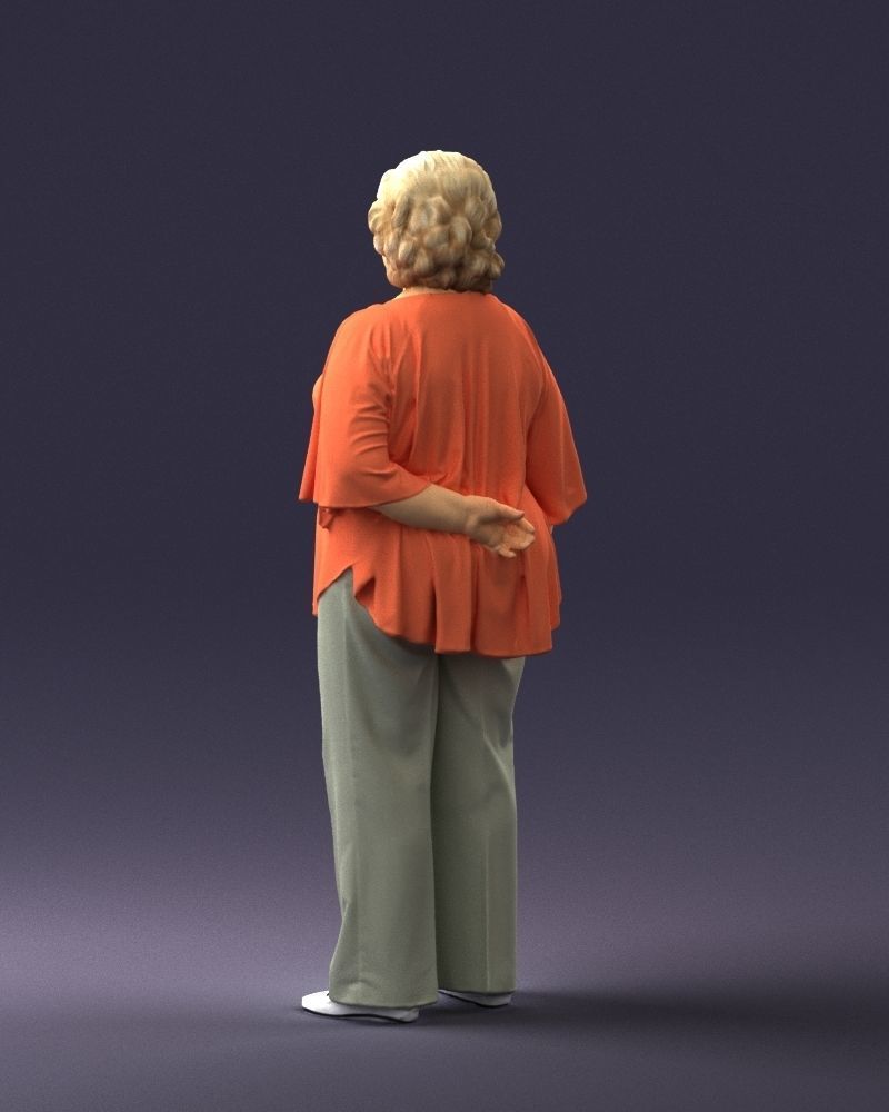 Elderly woman in an orange t-shirt 0082 3D Print Ready 3D print model_21
