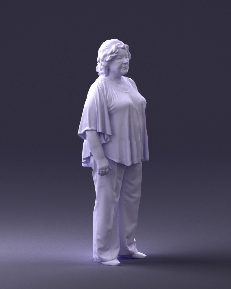 Elderly woman in an orange t-shirt 0082 3D Print Ready 3D print model_10