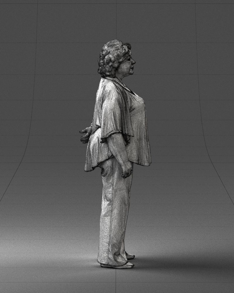 Elderly woman in an orange t-shirt 0082 3D Print Ready 3D print model_14