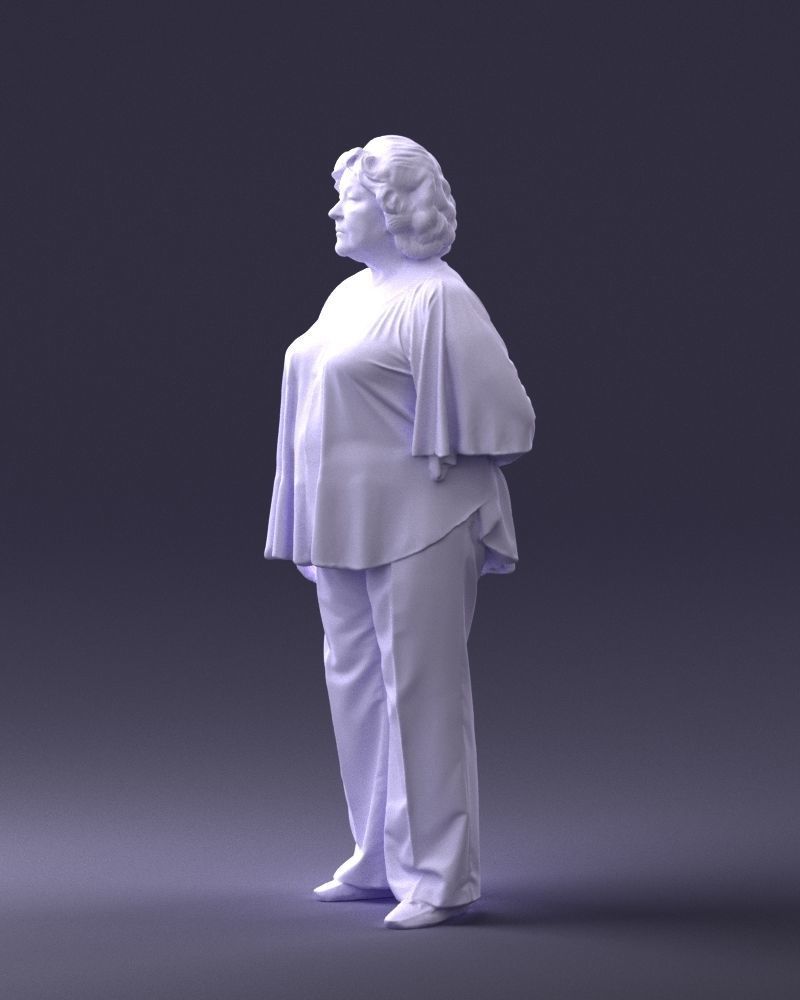 Elderly woman in an orange t-shirt 0082 3D Print Ready 3D print model_28