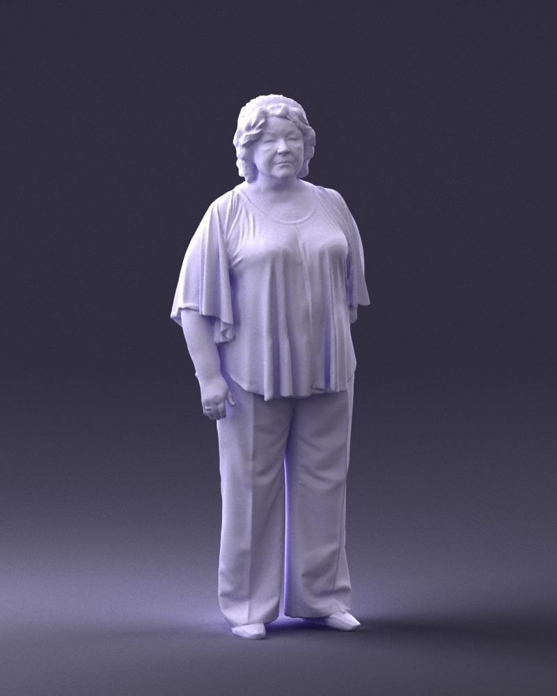 Elderly woman in an orange t-shirt 0082 3D Print Ready 3D print model_7