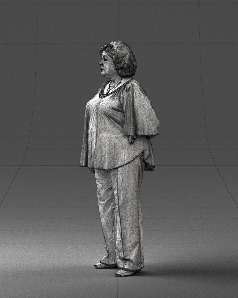 Elderly woman in an orange t-shirt 0082 3D Print Ready 3D print model_29
