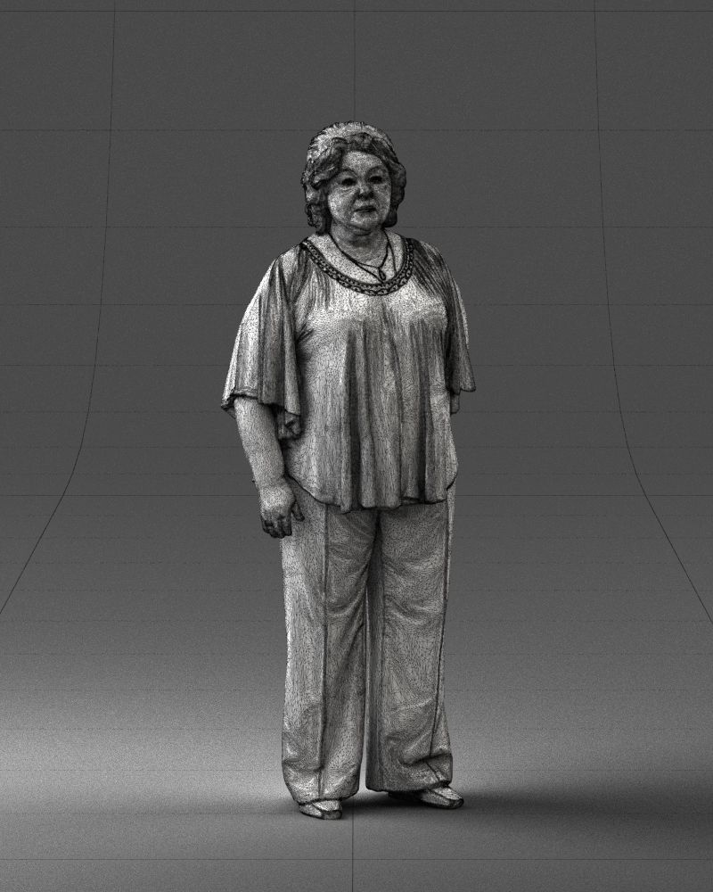 Elderly woman in an orange t-shirt 0082 3D Print Ready 3D print model_8