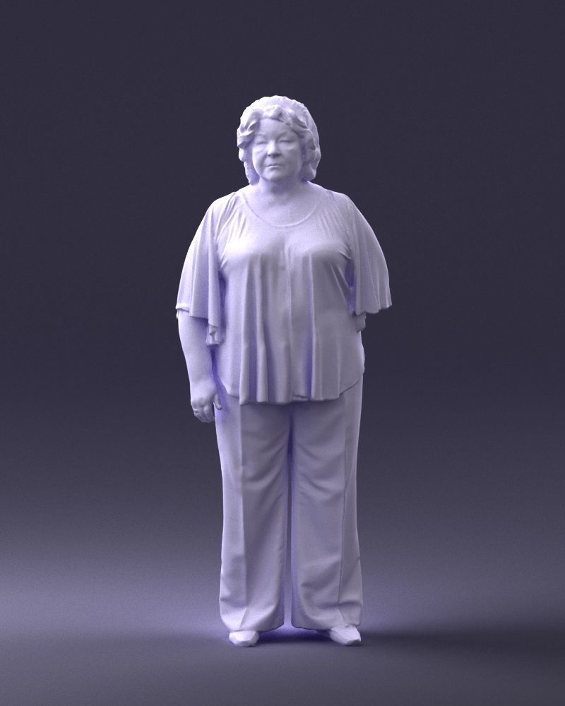 Elderly woman in an orange t-shirt 0082 3D Print Ready 3D print model_4