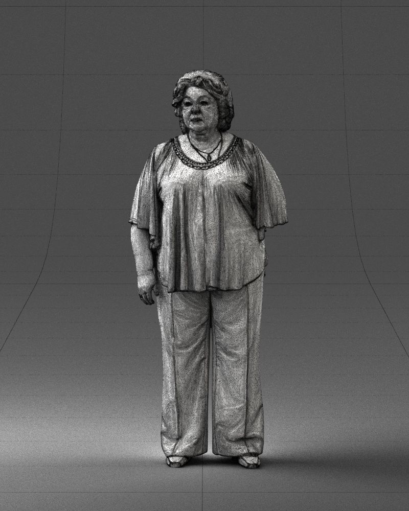 Elderly woman in an orange t-shirt 0082 3D Print Ready 3D print model_38