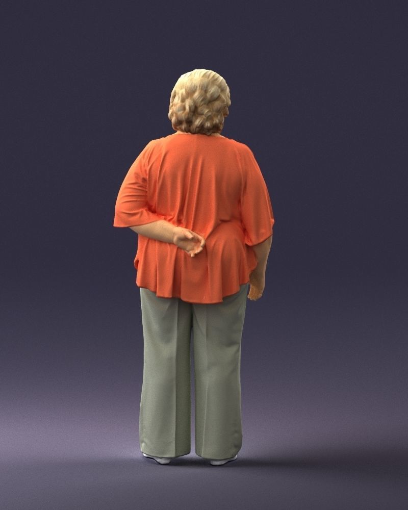 Elderly woman in an orange t-shirt 0082 3D Print Ready 3D print model_18