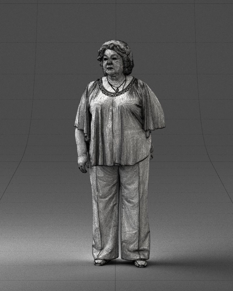 Elderly woman in an orange t-shirt 0082 3D Print Ready 3D print model_35