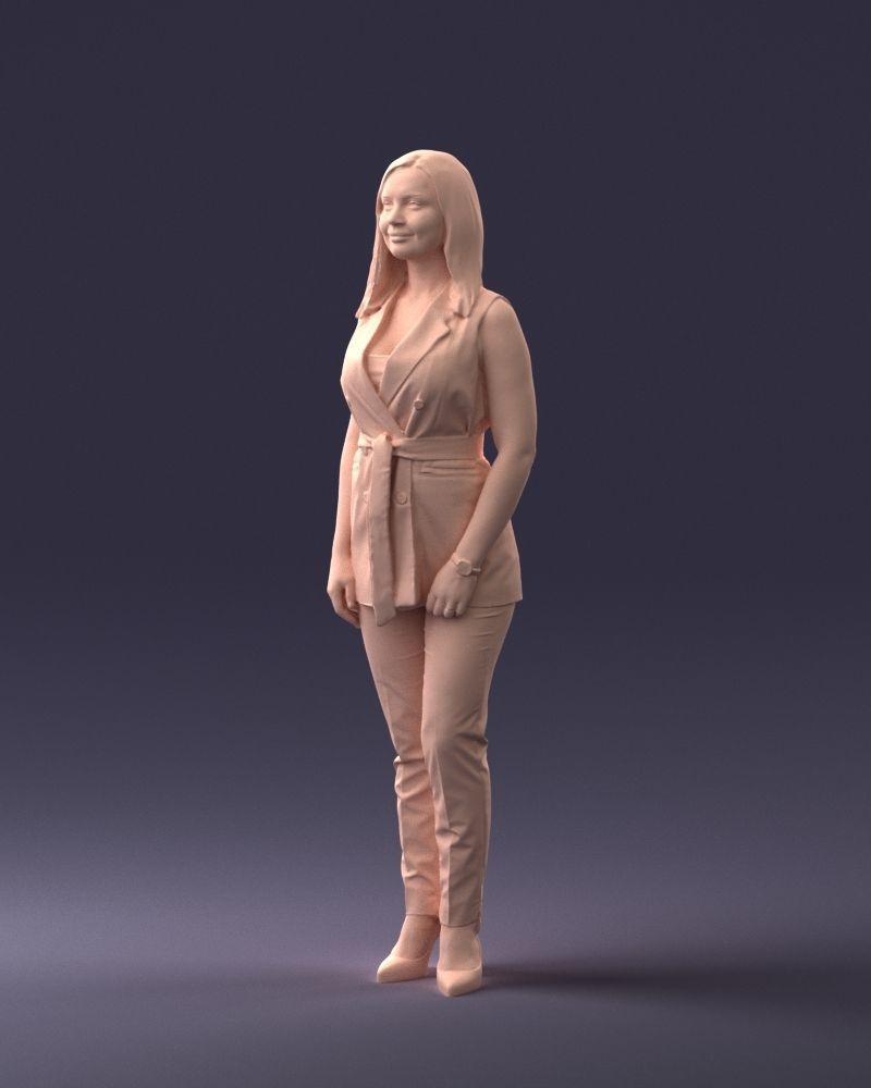 000307 Business Woman in Light Blue Suit 1112 3dp 3D print model_5