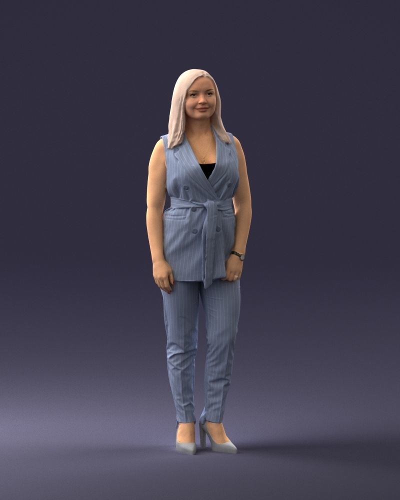 000307 Business Woman in Light Blue Suit 1112 3dp 3D print model_16