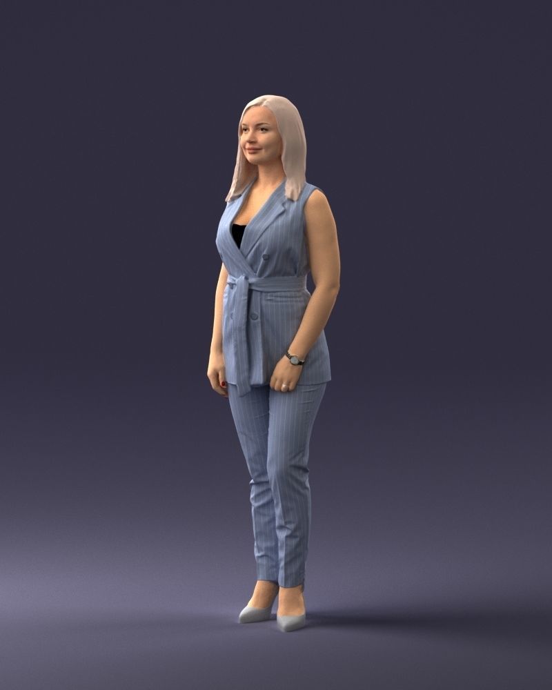 000307 Business Woman in Light Blue Suit 1112 3dp 3D print model_4