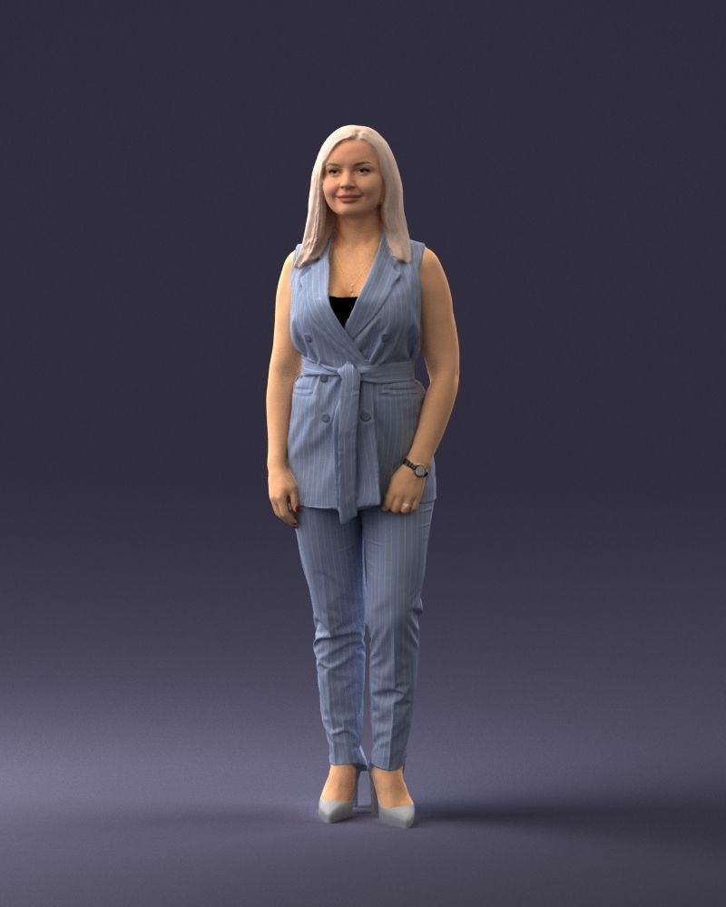 000307 Business Woman in Light Blue Suit 1112 3dp 3D print model_19