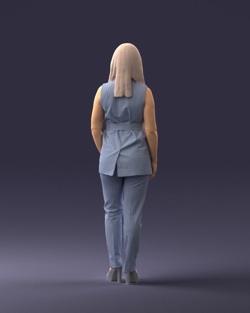 000307 Business Woman in Light Blue Suit 1112 3dp 3D print model_10