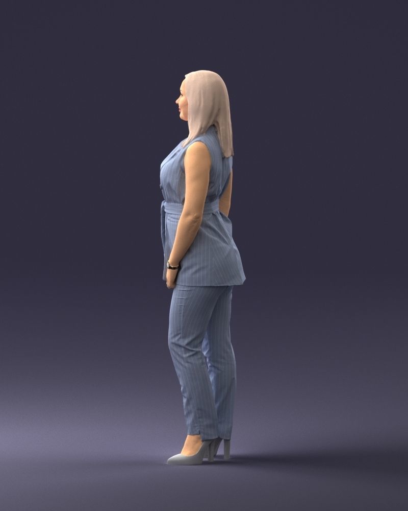 000307 Business Woman in Light Blue Suit 1112 3dp 3D print model_7