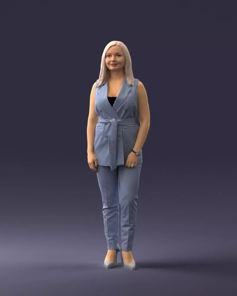 000307 Business Woman in Light Blue Suit 1112 3dp 3D print model_0