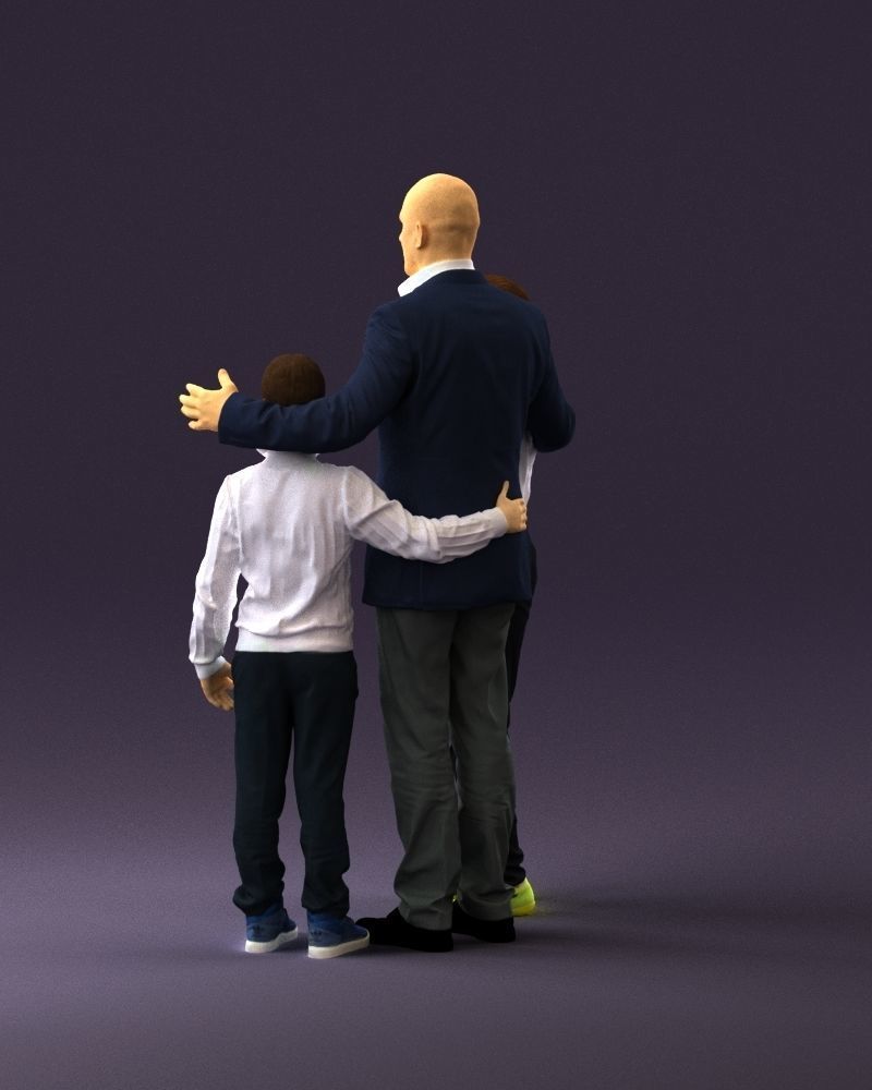 Family man two teen boys 0930 3D model_7