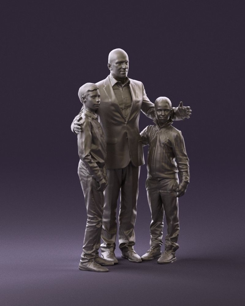 Family man two teen boys 0930 3D model_14