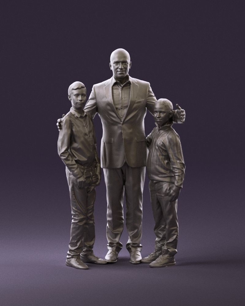 Family man two teen boys 0930 3D model_12