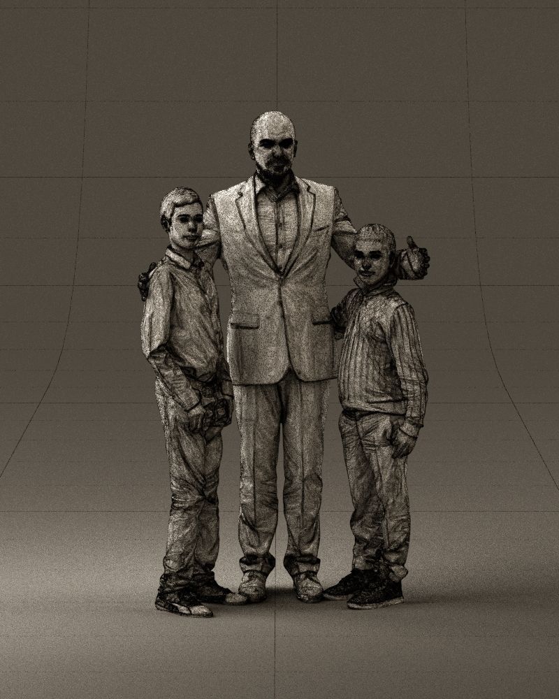 Family man two teen boys 0930 3D model_25