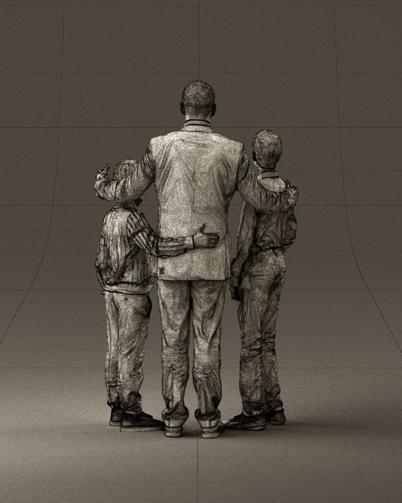 Family man two teen boys 0930 3D model_30