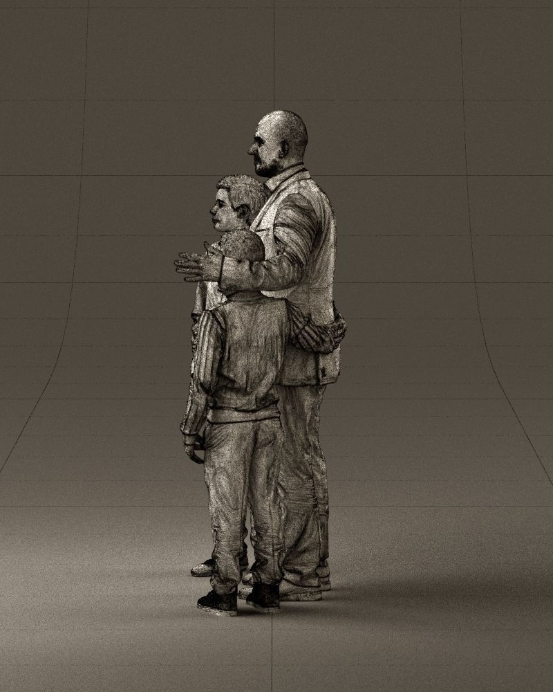 Family man two teen boys 0930 3D model_32