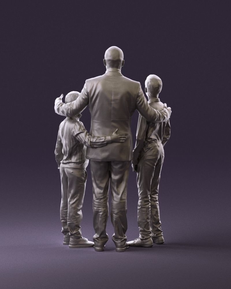 Family man two teen boys 0930 3D model_18