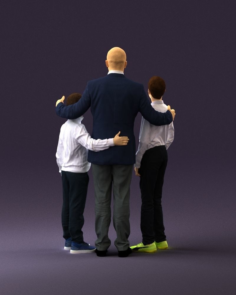 Family man two teen boys 0930 3D model_6