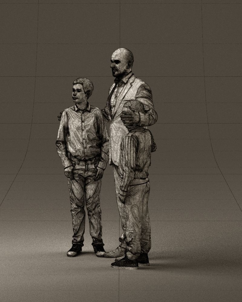 Family man two teen boys 0930 3D model_33