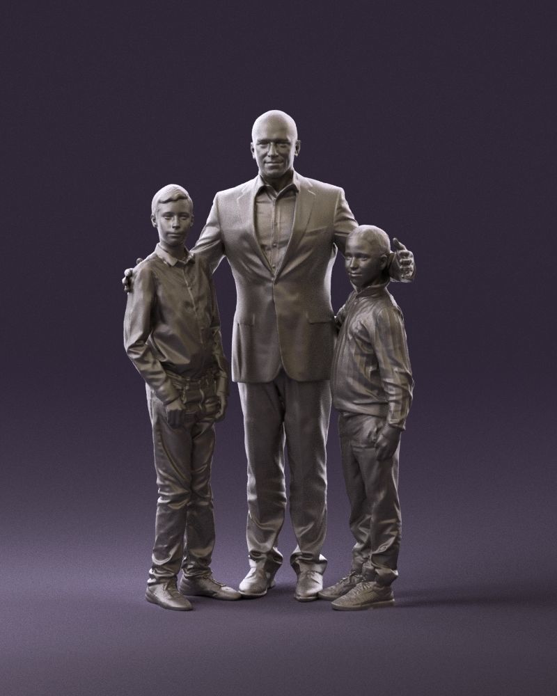 Family man two teen boys 0930 3D model_23