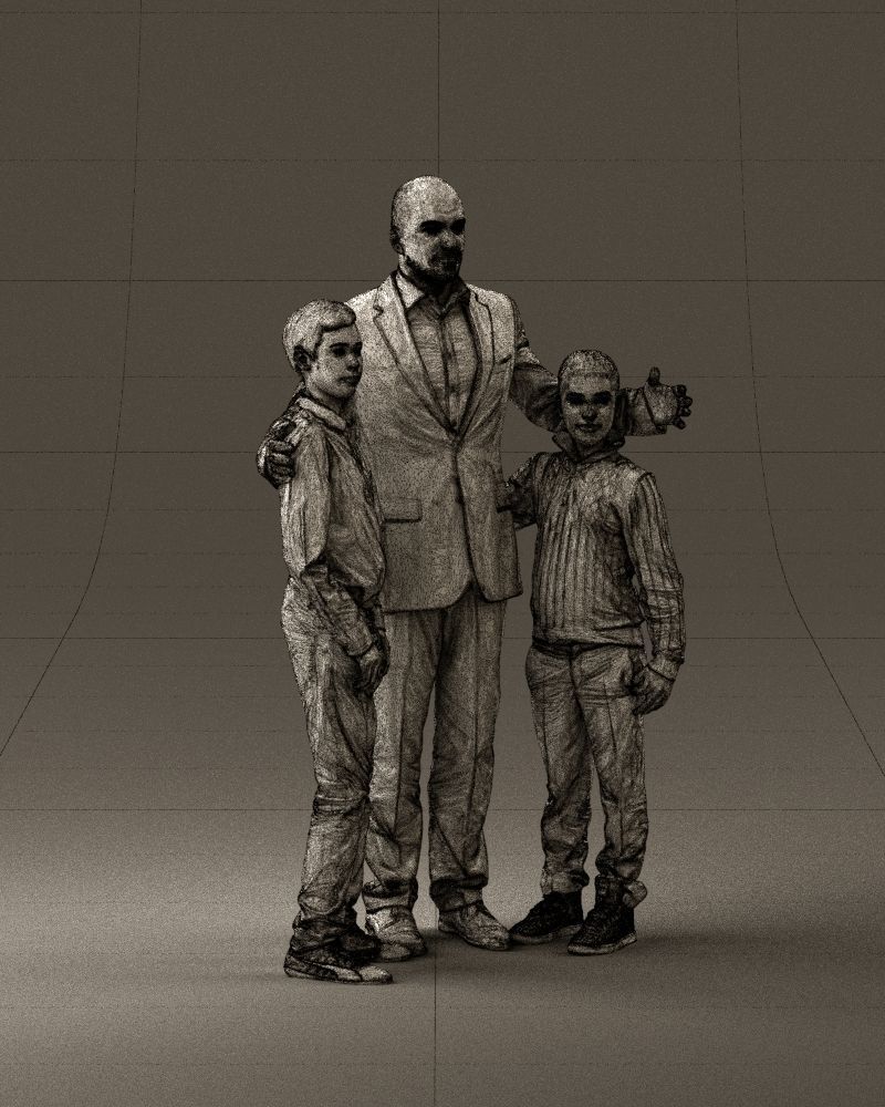 Family man two teen boys 0930 3D model_26