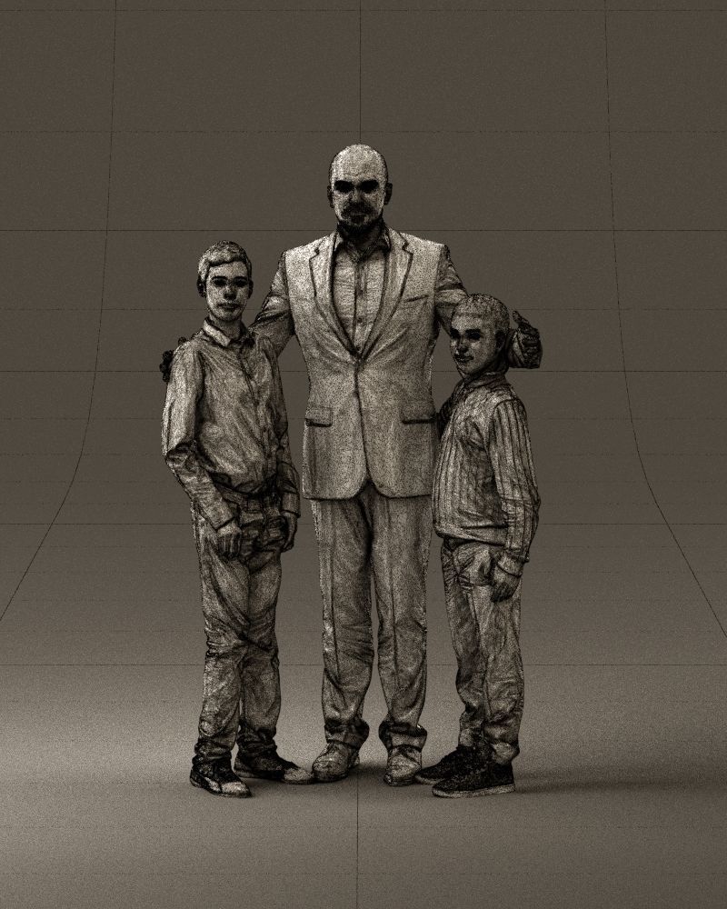 Family man two teen boys 0930 3D model_35