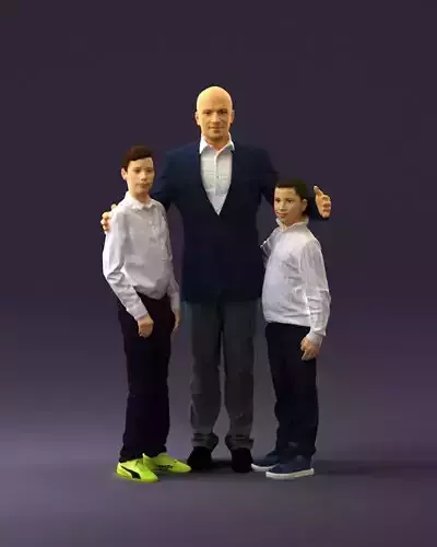 Family man two teen boys 0930 3D model