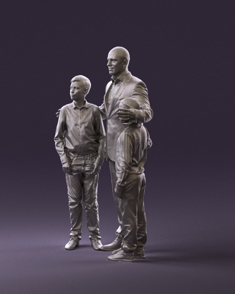 Family man two teen boys 0930 3D model_21