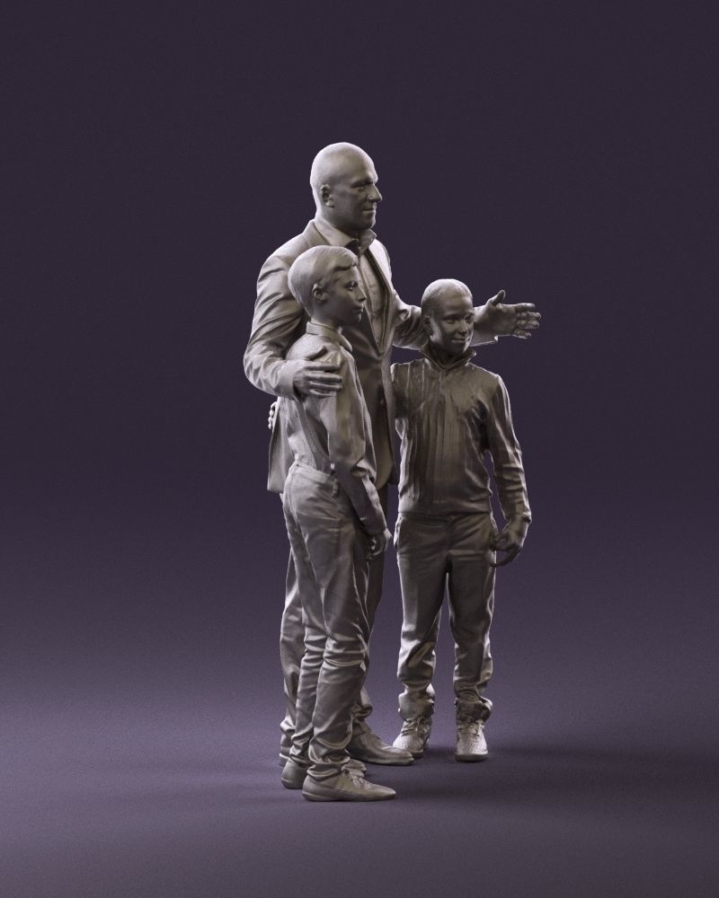 Family man two teen boys 0930 3D model_15
