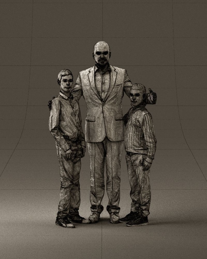 Family man two teen boys 0930 3D model_24