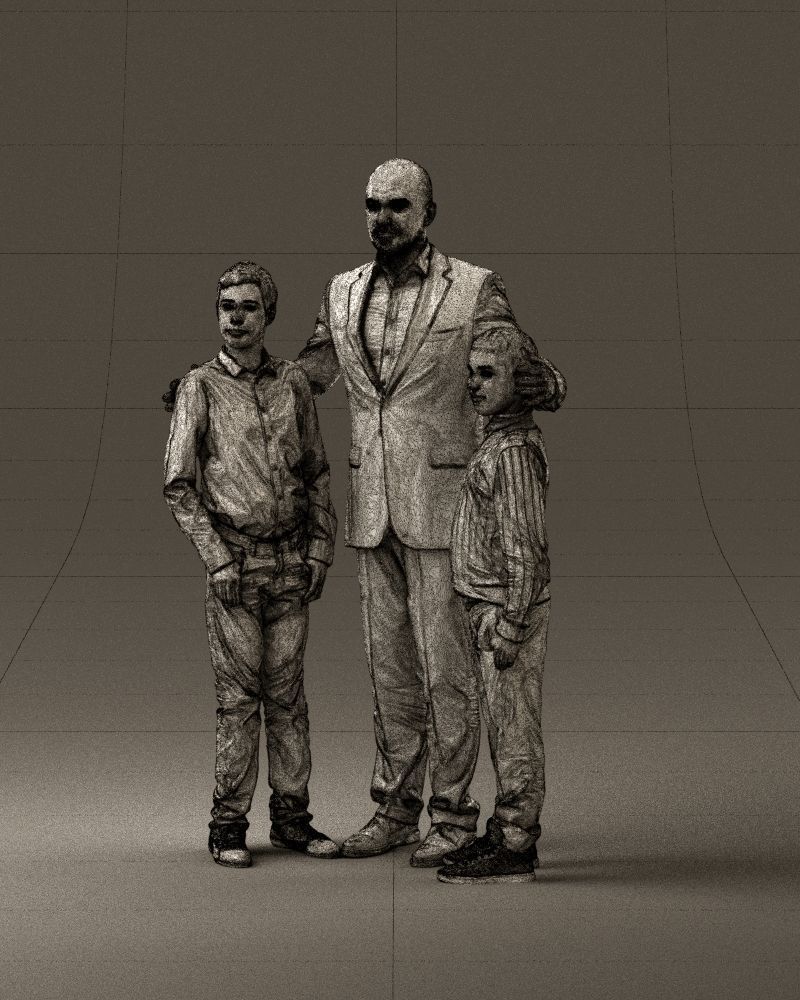 Family man two teen boys 0930 3D model_34