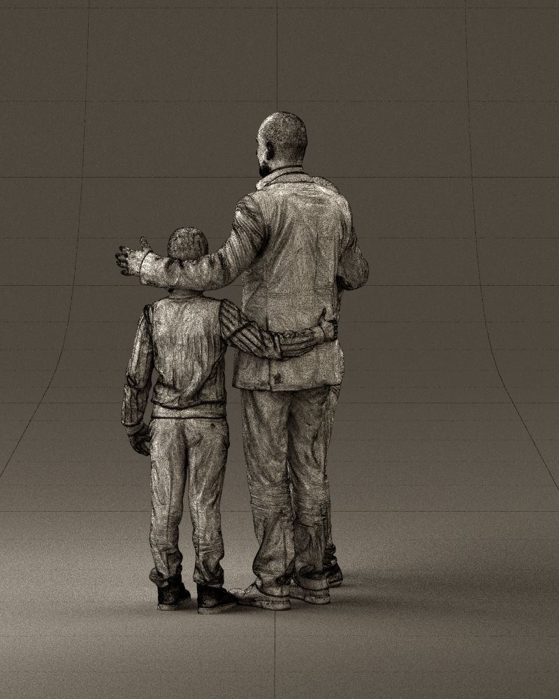 Family man two teen boys 0930 3D model_31