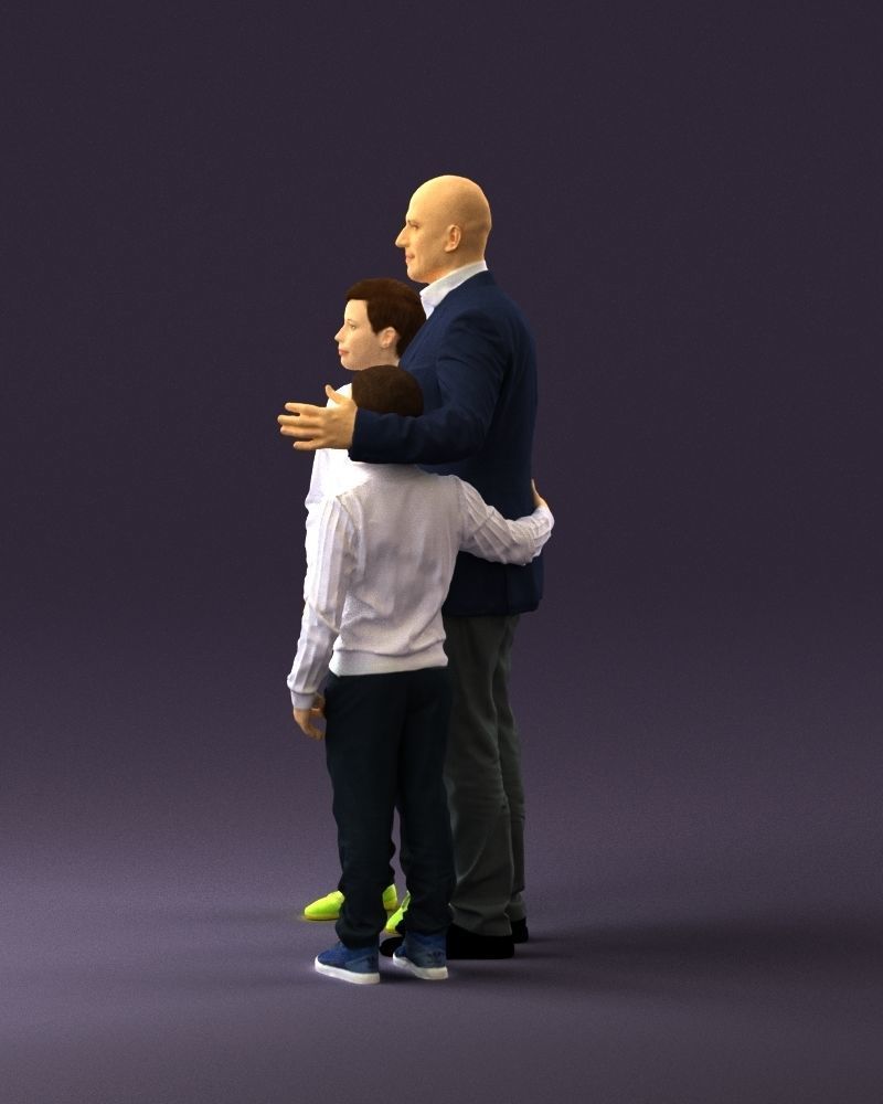 Family man two teen boys 0930 3D model_8