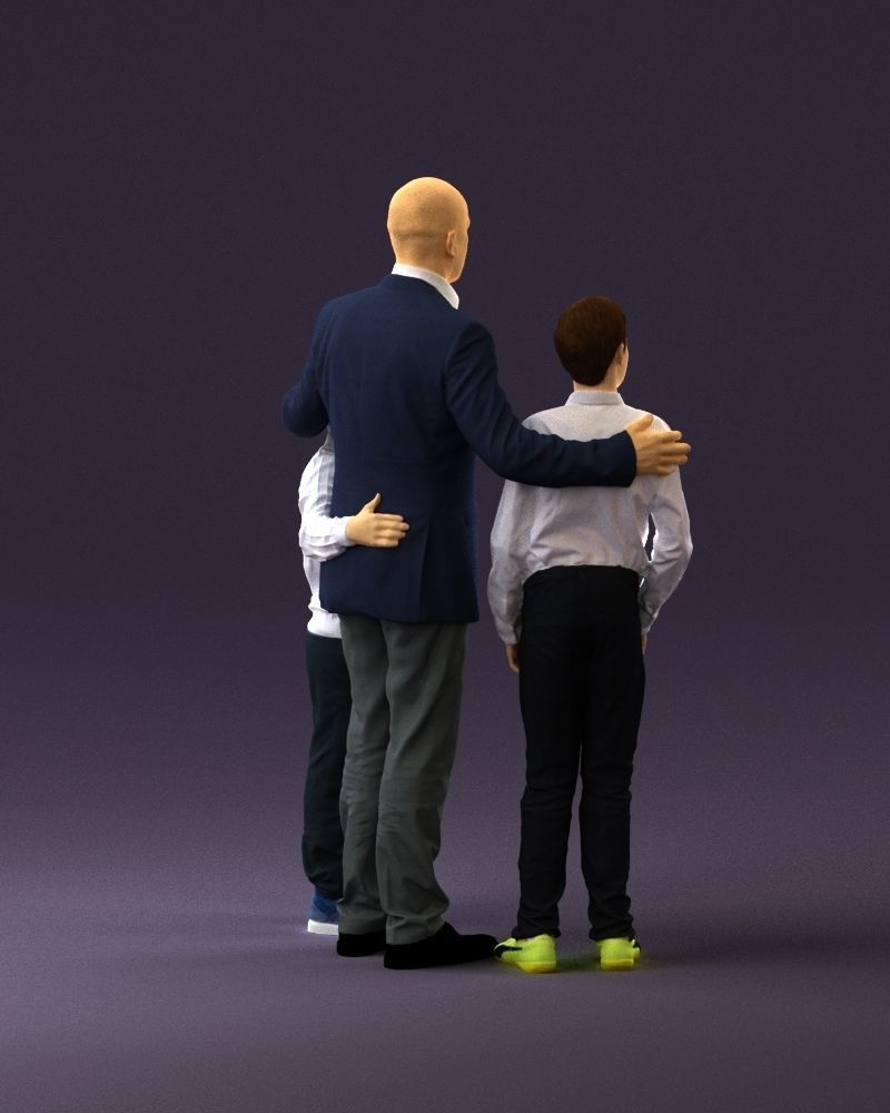 Family man two teen boys 0930 3D model_5