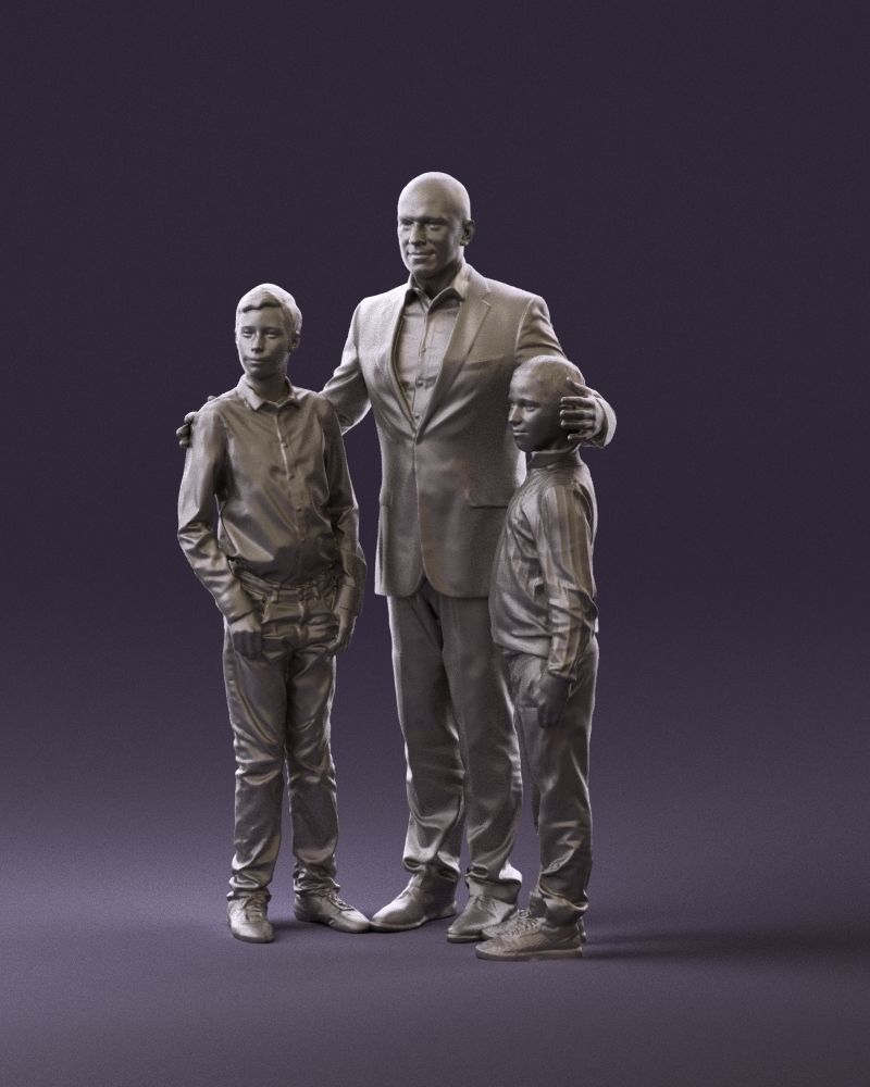 Family man two teen boys 0930 3D model_22
