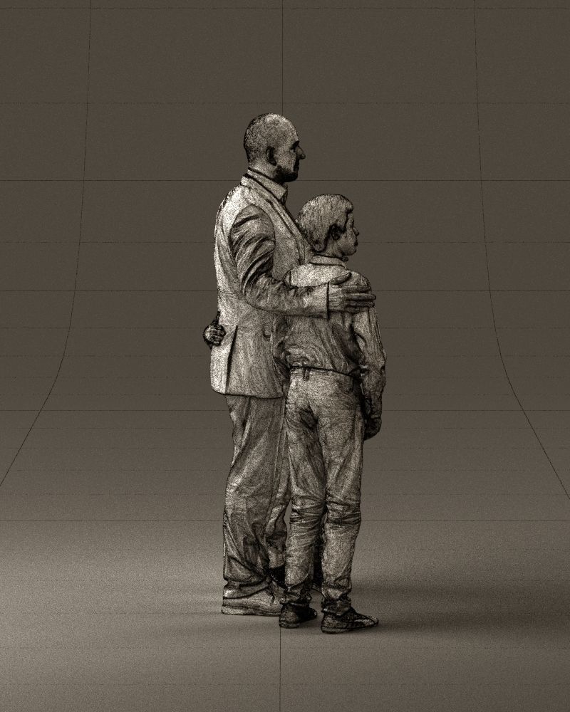 Family man two teen boys 0930 3D model_28