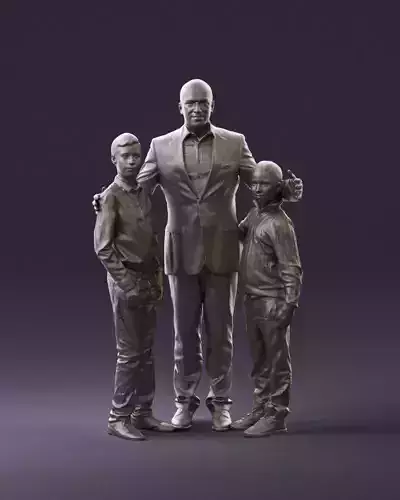 Family man two teen boys 0930 3D Print Ready 3D print model