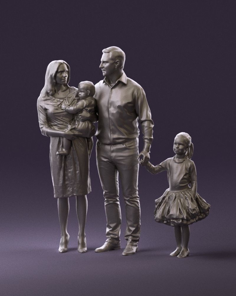 Family man woman child and girl 0918 3D Print Ready 3D print model_10