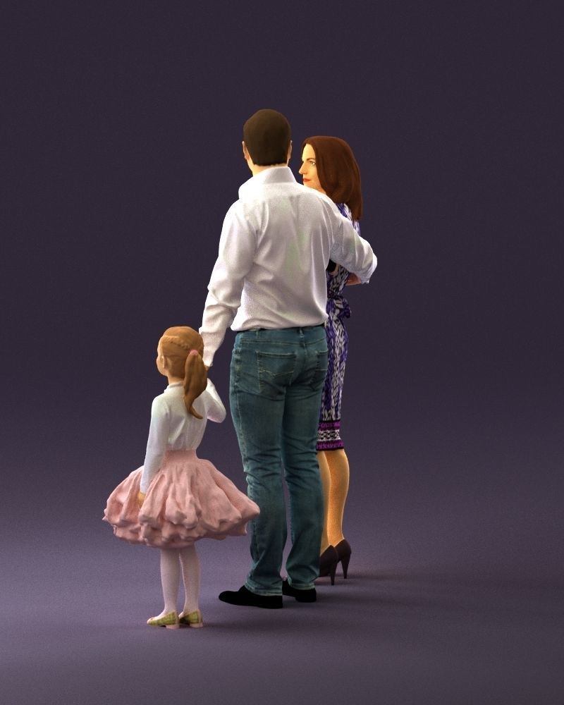 Family man woman child and girl 0918 3D Print Ready 3D print model_19